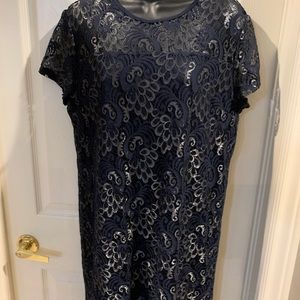 Navy blue sparkly dress.